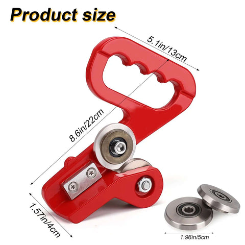 9 Inch Hand Pull Sheet Metal Cutter Nibbler for Thin Steel and Aluminum, red handle, product dimensions shown