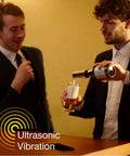 Men using No Brainer Push Button Beer Foam Maker to create thick frosty heads on craft ales at a social gathering.