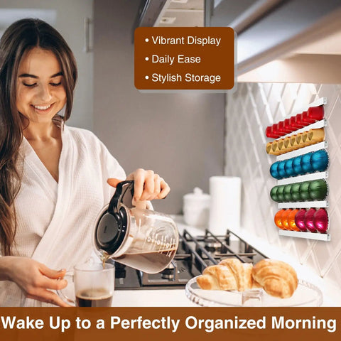 Space Saving Coffee Pod Holder And Capsule Organizer For Countertop 10 Pack With Wall Mount Adhesives Fridge And RV Storage