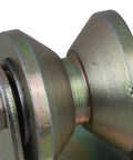 Close-up of Heavy Duty Steel Groove Caster Wheel One Point Two Inch Rigid Mount Roller Bearing for Industrial Cart and Sliding Gate.