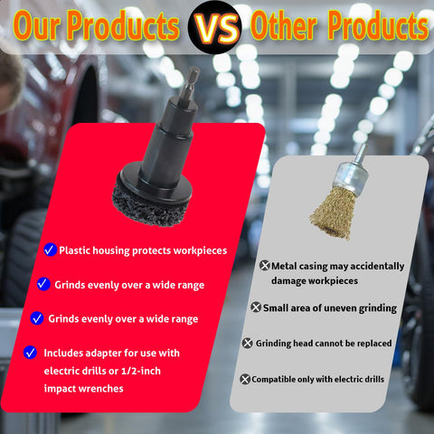 Wheel Hub Cleaning Tool And Stud Cleaner Kit With Six Grinding Bits for rust removal vs other products comparison