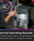 Countertop Nugget Ice Maker With 38 Lbs Daily Capacity And One Gallon Tank For Legit Chewable Pebble Ice That Hits Different In Cocktails And Smoothies Featuring Sleek Chocolate Quartz And Smart Wifi in use, filling ice container.