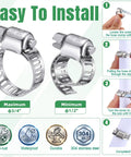 Bulk 300 Piece Stainless Steel Hose Clamp Assortment Kit With Worm Gear Clamps For Automotive Repairs And Plumbing Fixes Size Range 1/2 To 3/4 Inch Perfect DIY Vibe, 304 stainless clamp