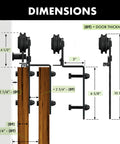 Dimensions of Black Rustic Single Track Bypass Sliding Barn Door Hardware Kit For Four Doors, 13 Foot Long Flat Track