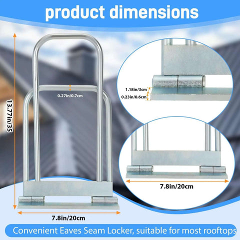Pro Grade Standing Seam Roofing Tool For Roofers And Sheet Metal Pros Fast And Clean Hemming For Drip Edges Easy Folding And Quick Seaming Heavy Duty Steel Construction Built To Last with dimensions shown.