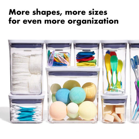 Keep It Fresh With Airtight Pop Containers, 4.4 Qt Capacity, stackable storage for pantry items and organization, shown with various items.