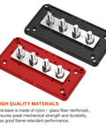 Heavy Duty 300 Amp Bus Bar Box With Nickel Plated Brass Conductors And Four M8 Terminals for clean power distribution, red and black units.