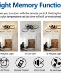 26 Inch Geometric Ceiling Fan With Lights Remote Control Bladeless Low Profile Design for Kitchen and Bedroom light memory feature