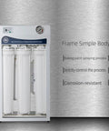 Top Shelf 400 Gpd Reverse Osmosis Water Purification System Hella Pure Direct Drinking Filter with three white filters and pressure gauge.