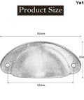 Antique Bronze Shell Cup Pulls Set Of 10 For Cabinets And Dressers With Screws 82mm By 35mm Center Distance 65mm size diagram
