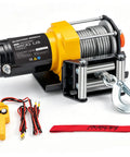 3500Lb ATV UTV Electric Winch With Roller Fairlead And Mount Plate Low Amp 12V DC Motor Freespooling Clutch 1 Stage Planetary Gear Heavy Duty Recovery Winch For Jeeps Trucks Boats And Multi Purpose Trailers, with cable, hook, and remote