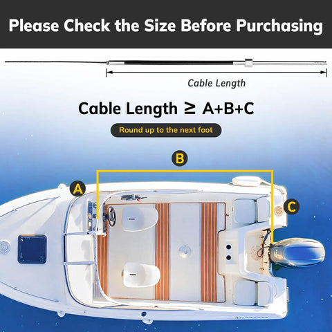 Outboard Steering Kit With A 10ft Steering Cable And Three Quarters Inch Standard Tapered Shaft, Boat Steering Control Cable For Yachts, Fishing Boats And Other Watercraft, Includes Steering Wheel And Durable Alloy Rudder Cable System
