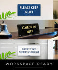 Custom Office Sign And Name Plate For Doors Or Walls, Indoor Outdoor Use, Horizontal Style, "Please Keep Quiet", "Check In Here", "Executive Meeting Room" signs.