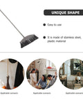 Dark Grey Angle Floor Broom With Long Stainless Steel Handle And Dense Stiff Bristles Snags Pet Hair Kitchen Messes And Daily Grime So Flipping Your Space Clean Is Total No Sweat Mode, showcasing unique shape and easy-to-use design.