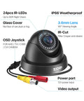 1080p FHD Dome Security Camera For Indoor Outdoor Use, Hybrid 4 In 1 CVI TVI AHD Analog CVBS, 24 LEDs, 80ft IR Night Vision