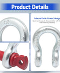 Heavy Duty Clevis Shackle 3 Eighth Inch Screw Pin 2 Pack Galvanized Steel For Tow Strap Winch Vehicle Recovery 1 Ton Capacity