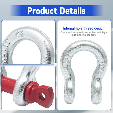 Heavy Duty Clevis Shackle 3 Eighth Inch Screw Pin 2 Pack Galvanized Steel For Tow Strap Winch Vehicle Recovery 1 Ton Capacity