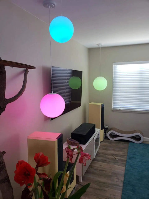Mid Century Modern Globe Pendant Light With Frosted Glass Orb, White Finish, Minimalist Hanging Lamp For Living Room And Kitchen