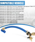 6.0L Oil Cooler Flush Kit With T Port And Aluminum Anodized Adapter For Ford 6.0 Diesel 2003 2010 And International VT365 VT275 Replacement Easy Install Durable Performance, shown with blue hose and brass fittings