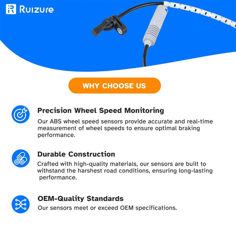 Premium Front Abs Wheel Speed Sensor With Badass Durability For Rwd Bmw 1 Series And 3 Series 128i 135i 328i 335i 325i E82 E90 E92 E93 Chassis Built Tough For Smooth Street Cruising Reliable Plug Play Setup close-up showing high-quality materials and precise design.