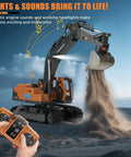 Rugged 3-In-1 RC Excavator Toy For Kids Ages 3-12, 2.4GHz 14-Channel Construction Truck with dumping sand and remote control.