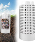 Underground Worm Compost Bin For Gardens And Home Use With 110 160 Hole Design, 2 Gallon Capacity, PVC material, shown in garden.