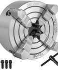 4 Jaw Lathe Chuck 125mm Independent Reversible Jaw For Metal Turning, 5 Inch Chuck with mounting bolts and T-handle shown