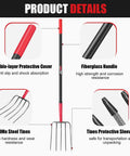 Product details of 5 Tine Pitch Fork Heavy Duty Manure Fork With Long Fiberglass Handle 58 Inch For Farm Garden Yardwork and Compost Turning