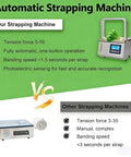 Automatic Tape Tying Machine With Foot Pedal Trigger And Optic Sensor For Produce Bagging Dual Mode Digital Display features and comparison.