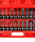 Half Inch Drive Master Impact Hex Bit Set, 20 Piece Hex Driver Socket Set For SAE And Metric in red carrying case, chrome vanadium steel