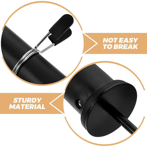 Heavy Duty Barbell Weight Loading Pin With Carabiner For Plate Storage, Carbon Steel, close-up on sturdy material and clip