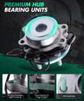 Front Wheel Bearing Hub Assembly 6 Lug Fits Nissan Pathfinder Frontier Xterra Equator With ABS 515064 2 Pack Durable Replacement Hubs For SUV And Pickup Trucks Easy Install Premium Quality, shown in detail with wiring and bolt holes.