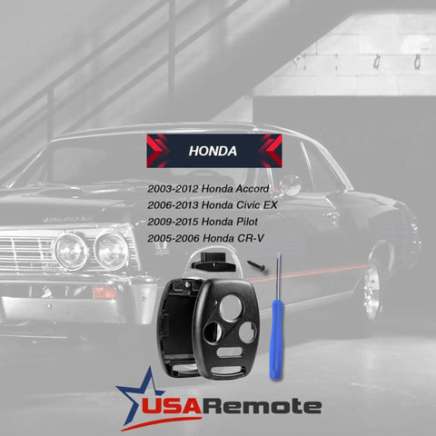 Honda Key Fob Shell Replacement And Pad For Keyless Entry Drop In Remote Case displayed with screwdriver in front of a classic car