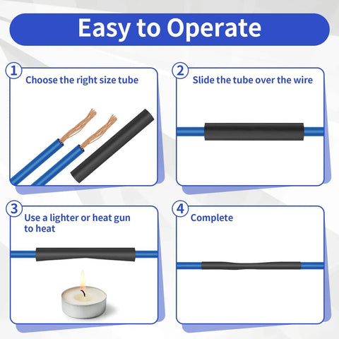 Pro Grade Heat Shrink Tubing Kit With 7 Sizes And 420 Pcs, 3 To 1 Shrink Ratio, Waterproof Black Wire Wrap Tubing usage guide