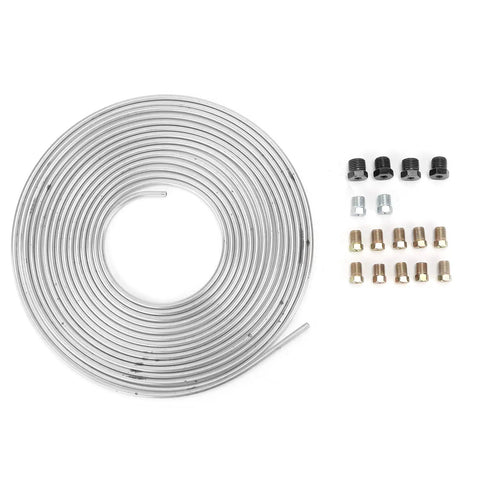 Heavy Duty Copper Plated Brake Line Tubing 25 Feet With Fittings Three Sixteenth Inch Outer Diameter For Hydraulic Braking And Fuel Systems