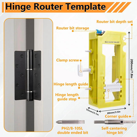 Hinge And Latch Installation Kit With ABS Mortiser Template For Accurate Scoring And Chiseling, adjustable guides, yellow template