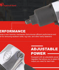 231C Half Inch Drive Air Impact Wrench With Beefy 600 Ft Lbs Torque, 8000 RPM, Twin Hammer mechanism, close-up on adjustable power
