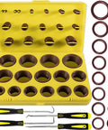 Viton O Ring Assortment Kit, 386 Pieces, 30 Metric Sizes, 75A Durometer, Oil And Chemical Resistant in yellow toolbox with tools