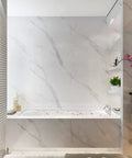 Bathroom with Marble Contact Paper For Countertops And Cabinets Waterproof Peel And Stick Vinyl Wrap Glossy Marble Wallpaper
