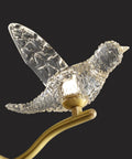 Badass Brass Bird Pendant Light Slick Modern Ceiling Fixture With Ultra Smooth Lighting And Zero Glare For Restaurants Bedrooms Offices And Hotel Hallways Game Changing Room Decor close-up of glass bird detail