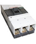 Heavy Duty Three Pole Industrial Molded Case Circuit Breaker Eight Hundred Amps NMX3B800 showing gray steel housing and terminals.