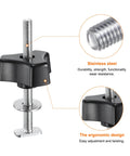 Close-up view of the 5 Piece Pro Grade T Track Bolts Knob Kit For Woodworking Jigs And Fixtures with threaded bolts and triangle hand knobs.