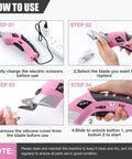 How to use Hot 4V Cordless Electric Scissors With 3 Sharp Blades For Fabric And Cardboard for easy material cutting.
