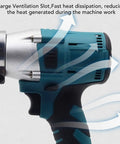Heavy Duty Cordless Metal Shears With 360 Degree Rotating Head And Brushless Motor showing large ventilation slot for heat dissipation.