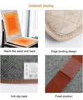 Detailed view of Cozy Heated Office Chair Cushion Pad With Strap For Desk Seat Warmer, showing fabric, strap, and anti-slip design.