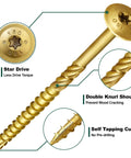Heavy Workhorse Structural Lag Screws 5/16 By 12 Inch Serrated Thread Fasteners, close-up of star drive and knurl shoulder features.