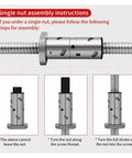 Single nut assembly instructions for Precision DFU3210 Ballscrew With Double Ball Nut for CNC machining.