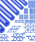 Blue Silicone Vacuum Hose Kit For Cars With Color-Matched Connectors, 6 Size Tubing Set, 128 Pieces, 5 Ft Each Hose, Inner Diameters 1/8-3/8 Inch
