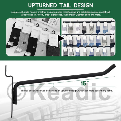 32 Piece Slatwall Hook Set With 2 Inch 4 Inch 6 Inch And 8 Inch Heavy Duty Display Hooks for displaying socks on a wall panel
