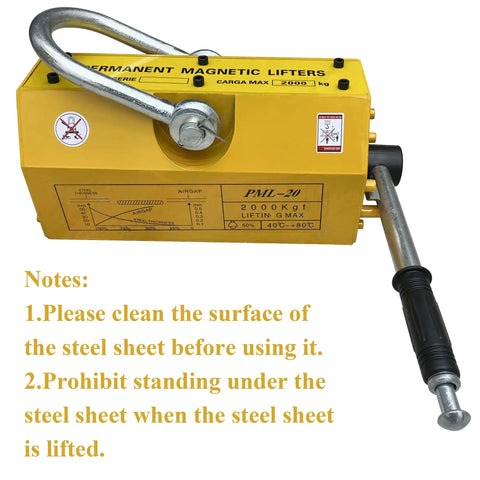 Heavy Duty Neodymium Magnetic Lifter Featuring Tough As Nails Build And Slick Toggle Release For Steel Plates And Scrap Handling Boasts Beast Mode Grip Up To 4409 Pounds, yellow PML-20 model.